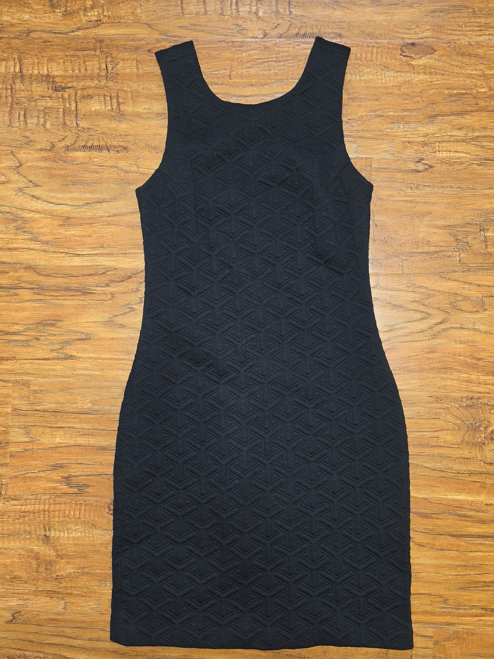 Amanda Uprichard Black Geometric Textured Quilted Tank Sheath Dress